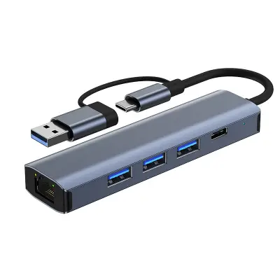 5-u-1 višenamjenska priključna stanica s Gigabit Ethernetom Siva