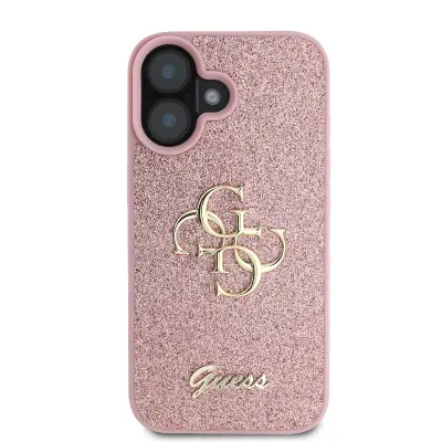 Maska za iPhone 16 šljokičasta s metalnim logotipom