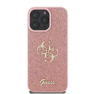Maska za iPhone 16 Pro Max sa šljokicama i metalnim logotipom