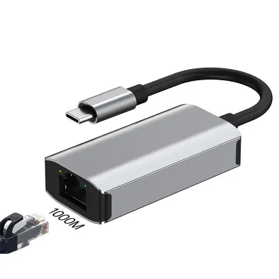 USB-C na Gigabit Ethernet adapter s 3-portnim hubom Siva