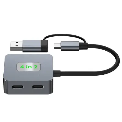 4-Portni USB 3.2 Gen 2 Hub - Dock za proširenje od 10 Gbps Siva
