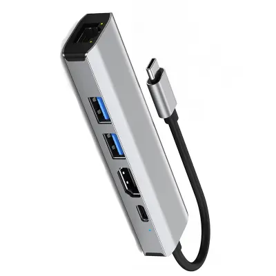 5-u-1 priključna stanica s 4K HDMI, 100W PD i Gigabit Ethernet Siva