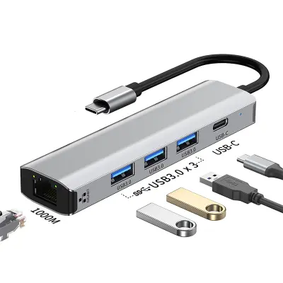 5-u-1 Gigabit Docking Station s Ethernetom, USB 3.0 Hubom Siva