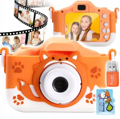 40Mpx dječja kamera LCD narančasta lisica + 32GB SD kartica