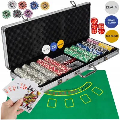 XXL Texas Holdem poker set 500 žetona u alu. kovčegu