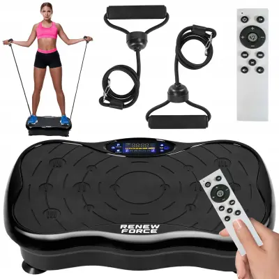 LCD fitness platforma za vibracijski trening s dodacima do 150 kg crna