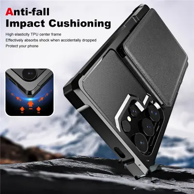 Crna futrola za telefon kompatibilna sa Samsung A13 4G/A13 5G/A32 5G/A23/A04S, Flip poklopac protiv pada s utorima za kartice i apsorpcijom udaraca Cr