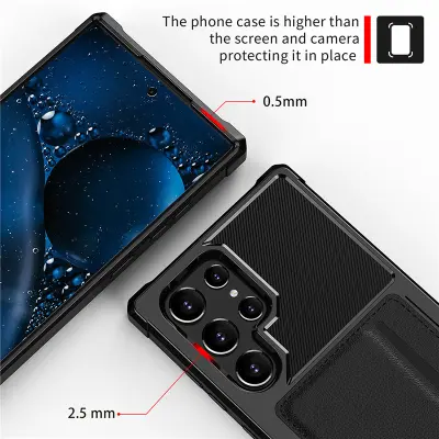 Zaštitna futrola za Samsung telefon s držačem kartica - Crna Crna