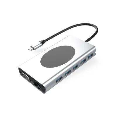 13-u-1 USB-C čvorište s HDMI, VGA, Ethernet, čitačem SD kartica i više Siva