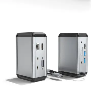 12-u-1 USB-C Hub Adapter s HDMI, VGA, Ethernetom i više Srebrna