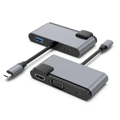 5-u-1 USB-C čvorište s HDMI, VGA, USB 3.0, Audio i PD punjenjem Siva