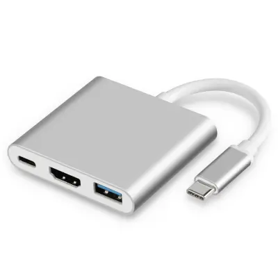 3-u-1 USB-C Hub s HDMI, USB 3.0 i PD punjenjem Srebrna