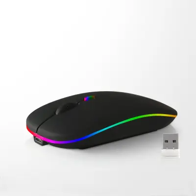 Bežični miš - 2.4G + Bluetooth dvostruki način rada osvijetljeni crni Crna