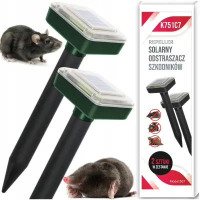 Set 2x solarni aku. 800mAh odganjač voluharica, miševa i krtica do 1000m2