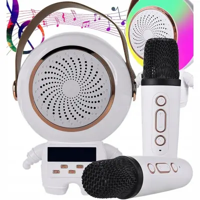 Bežični Bluetooth 5.3 LCD karaoke zvučnik 2x mikrofon LED RGB FM
