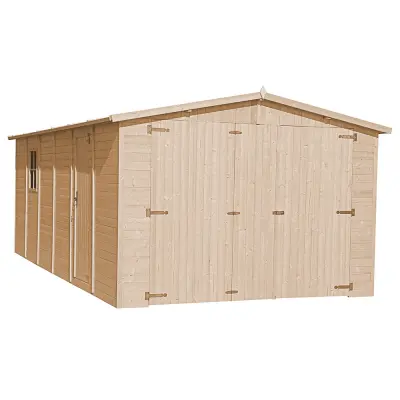Drvena garaža 18 m² - V222x616x324 cm  - Panel konstrukcija - TIMBELA M102