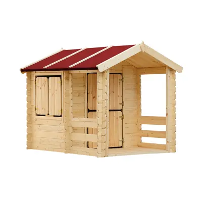 Drvena dječja kućica na otvorenom, ploče 19 mm - Drvena kućica za igru ​​​​s podnicama V145 x 182 x 146 cm / 1,1 m2 - TIMBELA M501, prirodno drvo