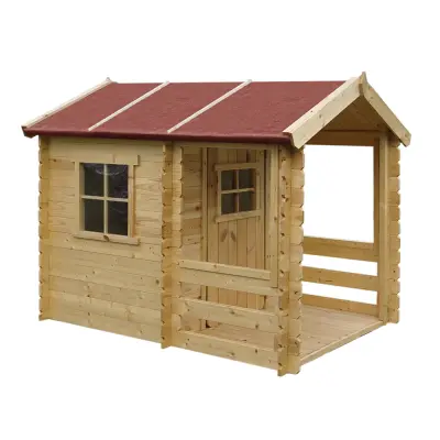 Drvena dječja kućica na otvorenom, ploče 19 mm - Drvena kućica za igru ​​​​s podnicama V145 x 182 x 146 cm / 1,1 m2 - TIMBELA M501A, prirodno drvo