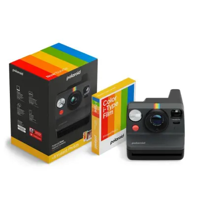 Fotoaparat POLAROID Now Generation 3, crna boja + Color Film Bundle (8 fotografija), instant kamera set