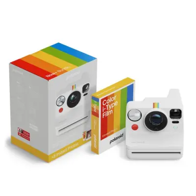 Fotoaparat POLAROID Now+ Generation 3, bijela boja + Color Film Bundle (8 fotografija), instant kamera set