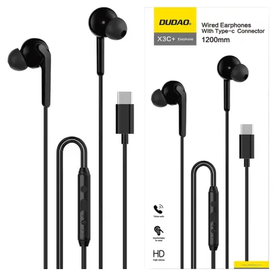 DUDAO X3C+ žičane USB-C slušalice za uho 1,2 m crne za telefon