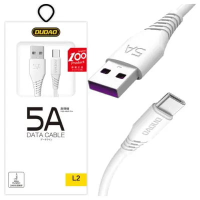DUDAO USB / USB Type-C kabel 5A 2m bijeli kabel za punjenje
