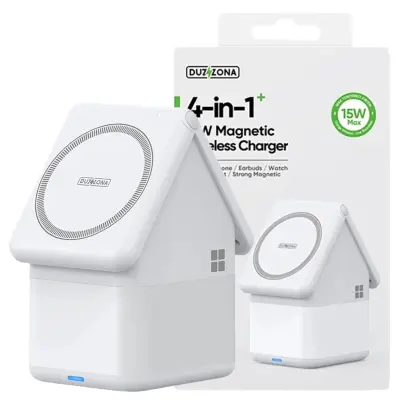 VELIKI INDUKTIVNI PUNJAČ 4-U-1 ZA IPHONE, AIRPODS I APPLE WATCH 15W BIJELI