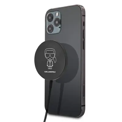 KARL LAGERFELD 15W MAGSAFE INDUKCIJSKI PUNJAČ ZA IPHONE, CRN