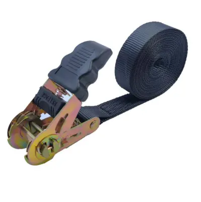 4M Heavy Duty Ratchet Tie Down Straps, 2.5cm Wide Black Cargo Straps Crna