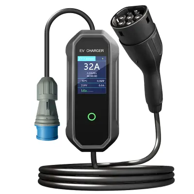 EV punjač, 32A 7KW prijenosni EVSE, Type 2 punjač za električna vozila 5m Crna