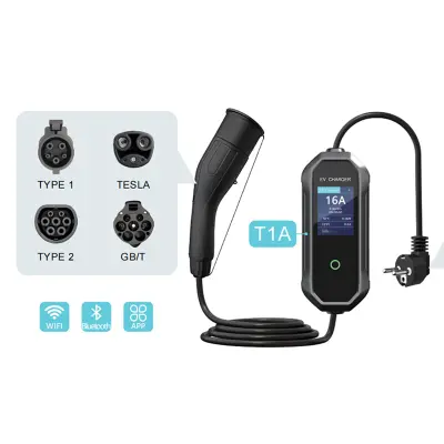 EV punjač, 16A 3.5KW prijenosni EVSE Level 2 kabel za punjenje Crna