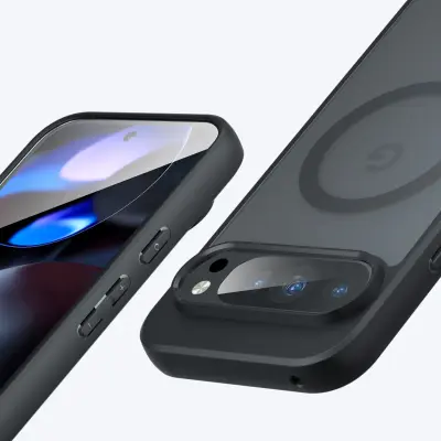 Mat crna magnetska TPU futrola za telefon kompatibilna s Google Pixel 8Pro - otporna na udarce, protiv otisaka prstiju, zaštita od prašine, dizajn sać