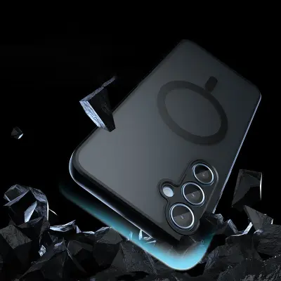 Mat crna magnetska TPU futrola za telefon kompatibilna sa Samsung Galaxy S23Plus - otporna na udarce, protiv otisaka prstiju, protiv prašine Crna
