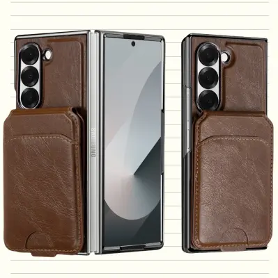 Samsung Galaxy Z Fold Magnetska futrola s držačem kartica, RFID blokirajući novčanik futrola kava