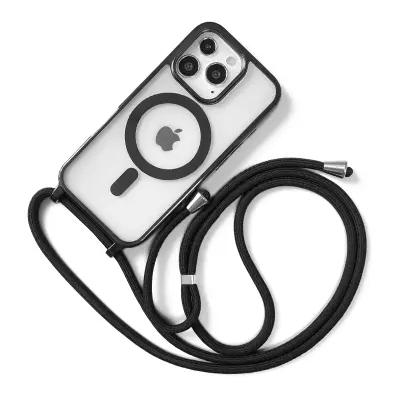 Magnetska futrola za telefon s vezicom, kompatibilna s iPhone 16 Plus - otporna na udarce, magnetska i protiv otisaka prstiju Crna