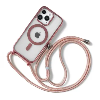 Magnetska futrola za telefon s vezicom, kompatibilna s iPhoneom 13 Pro - otporna na udarce, otporna na ogrebotine, ružičasta Pink
