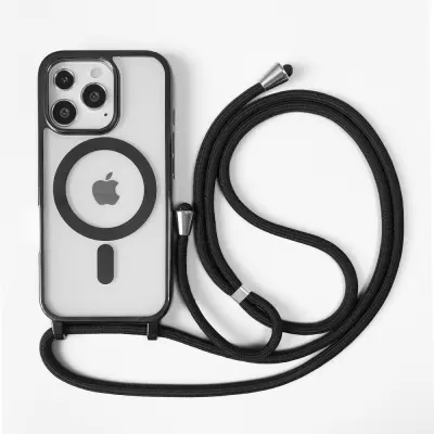 Magnetska futrola za telefon s remenom kompatibilna s iPhone 12 Pro Max/13 Pro Max - Crna Crna