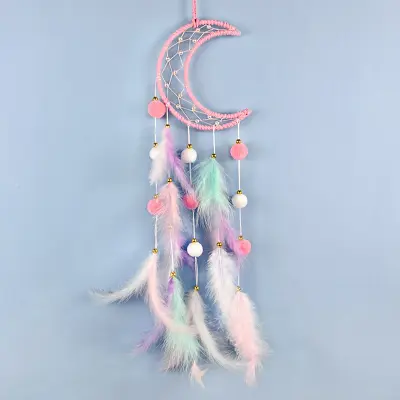 Hvatač snova s mjesecom, Boho chic dekor za spavaću sobu pink