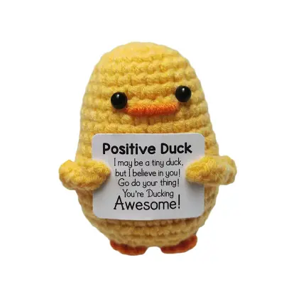 PositiveDuck Žuta Patka Kukičana Plišana Igračka - Slatki Ukras Lutka Pozitivne Energije Žuta