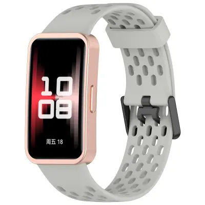 Zamjenska narukvica za Huawei Band 10/9/8 - Dizajn s rupicama za prozračnost Siva