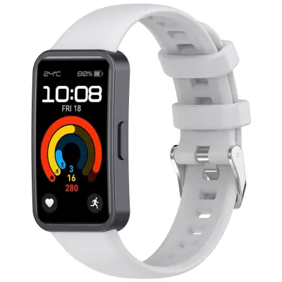 Mekani silikonski remen za sat za Huawei Band 10/9/8 (metalna kopča) Siva