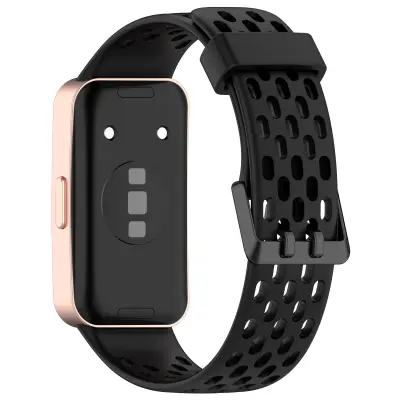 Zamjenska narukvica za Huawei Band 10/9/8 - Dizajn s rupicama za prozračnost Crna