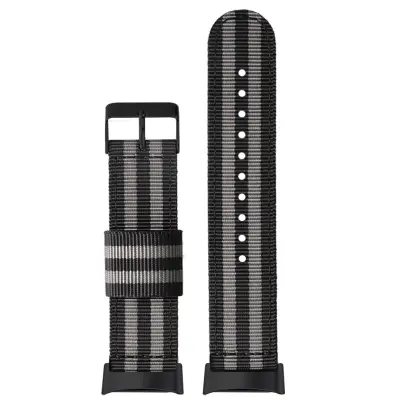 Najlonski remen za sat za Fitbit Charge 5, prozračni sportski zamjenski remen Crno+Sivo