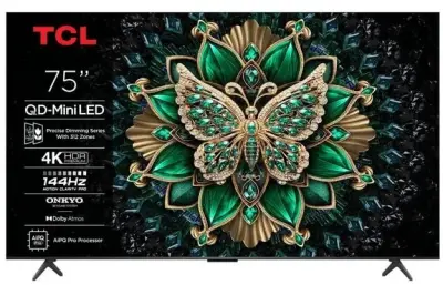 TV TCL 75C6K, 190.5cm (75"), QD-Mini LED, 4K UHD SMART TV, GOOGLE TV