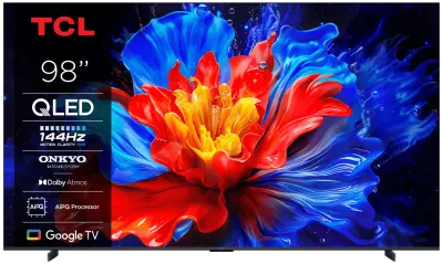 TV TCL 98P8K, 248.9cm (98"), QLED, 4K UHD SMART TV, GOOGLE TV