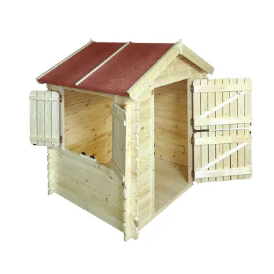 Drvena dječja kućica na otvorenom, ploče 19 mm - Drvena kućica za igru ​​​​s podnicama V145 x 112 x 146 cm / 1,1 m2 - TIMBELA M516, prirodno drvo