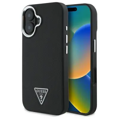 Maska za iPhone 16 otporna na udarce sa zrnastim efektom i trokutastim logotipom