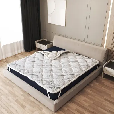 The White Stone nadmadrac 100x200 cm, prozračan, visina 5 cm | Ergonomski korektor madraca | Punjenje od vate Soft | Hipoalergenska i protiv grinja tk