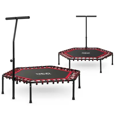Neo-Sport fitness trampolina s ručkom, 127 cm – šesterokutna, crvena