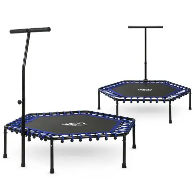 Neo-Sport fitness trampolina s ručkom, 127 cm – šesterokutna, plava